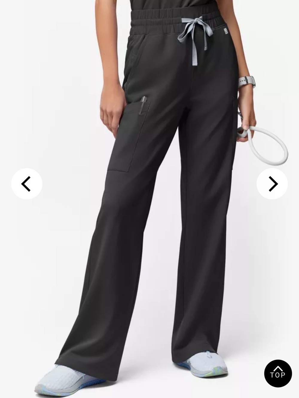 Everyday Wide-Leg Scrub Pants with Drawstring — Black